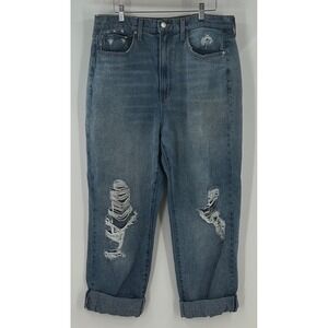 RSQ  Grunge Boyfriend Jeans Womens 32 Medium Wash Distressed Ripped 100% Cotton